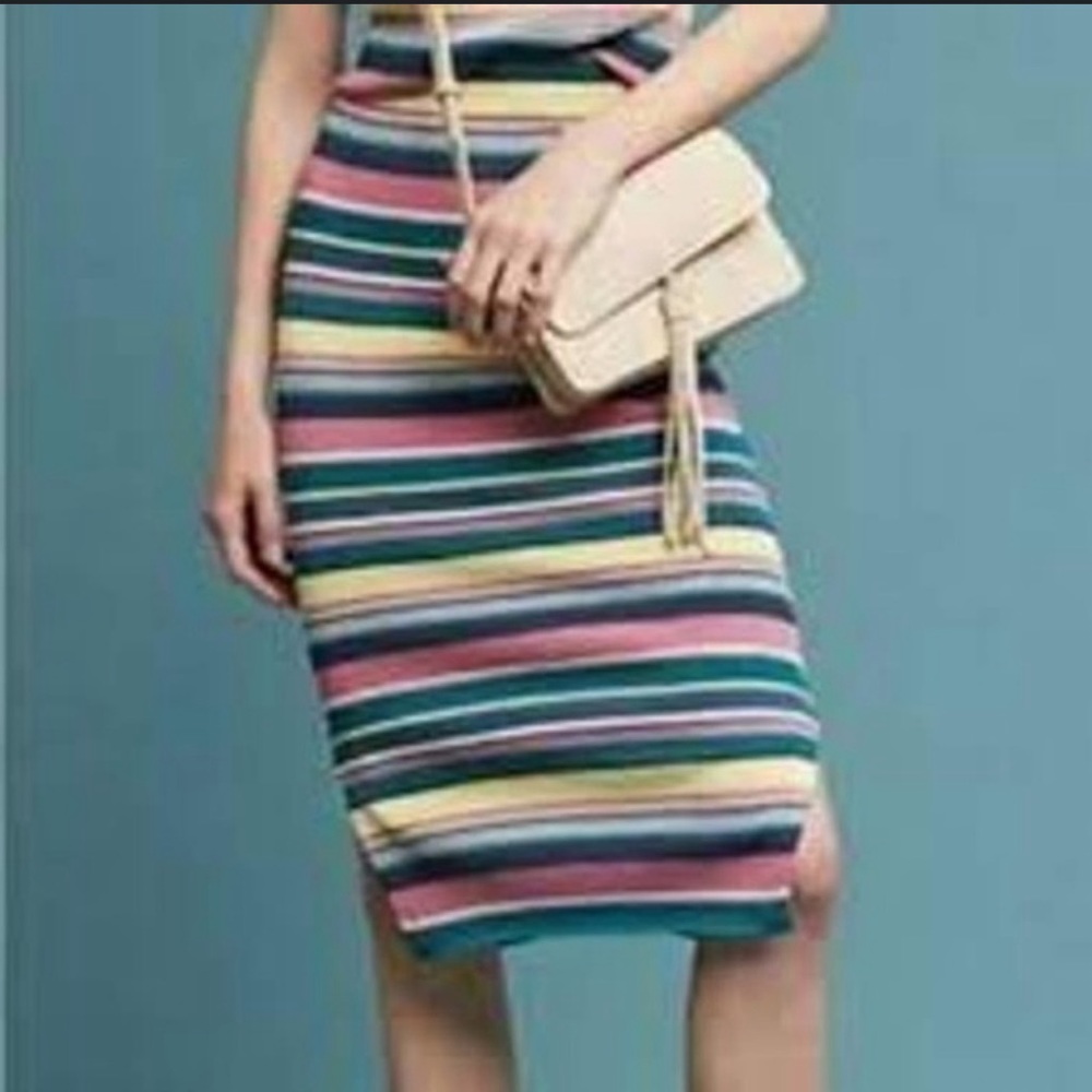 Anthropologie Maeve Multicolor Stripe Knit Skirt M